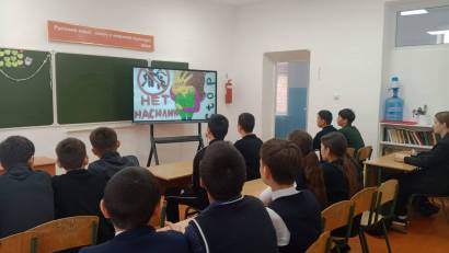 "Зорлық-зомбылыққа жол жоқ" тақырыбында 5-11 сынып оқушылары арасында әңгіме жүргізіліп, видео көрсетілді. 